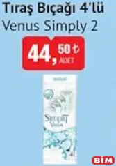 GİLLETTE VENUS SİMPLY 2 TIRAŞ BIÇAĞI 4'LÜ